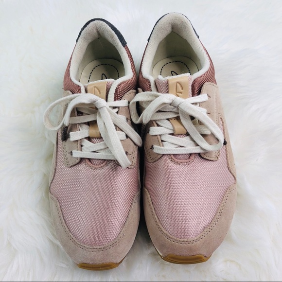 Clarks Shoes - Clarks Pink, Mauve & Grey Retro Sneaker Sz 6